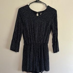 Abercrombie kids navy polka dot long sleeve shorts romper size 13/14